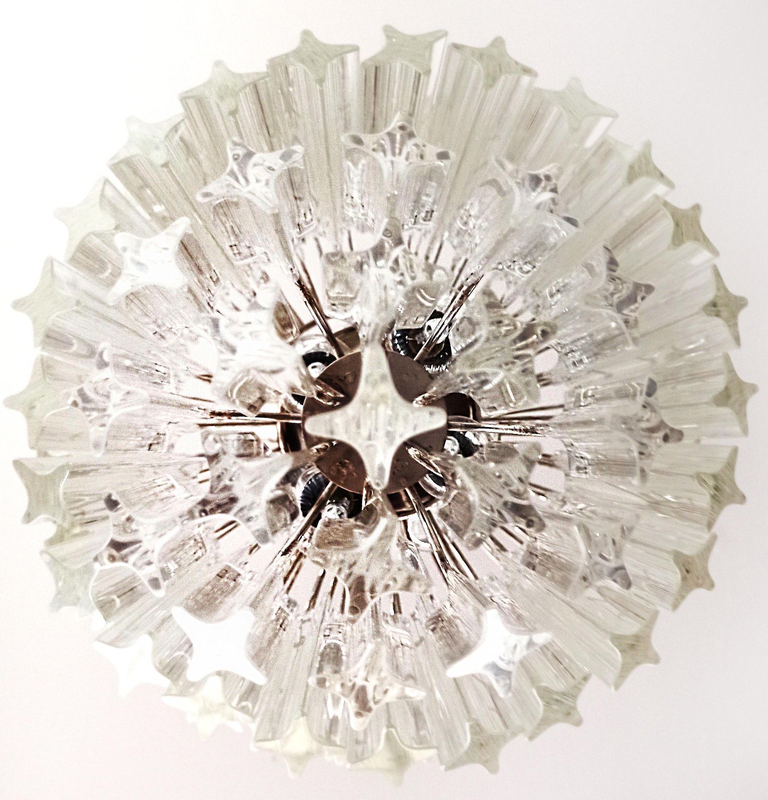 Elegant Stylish Murano Glass Chandeliers   112 Transparent Quadriedri photo for sale