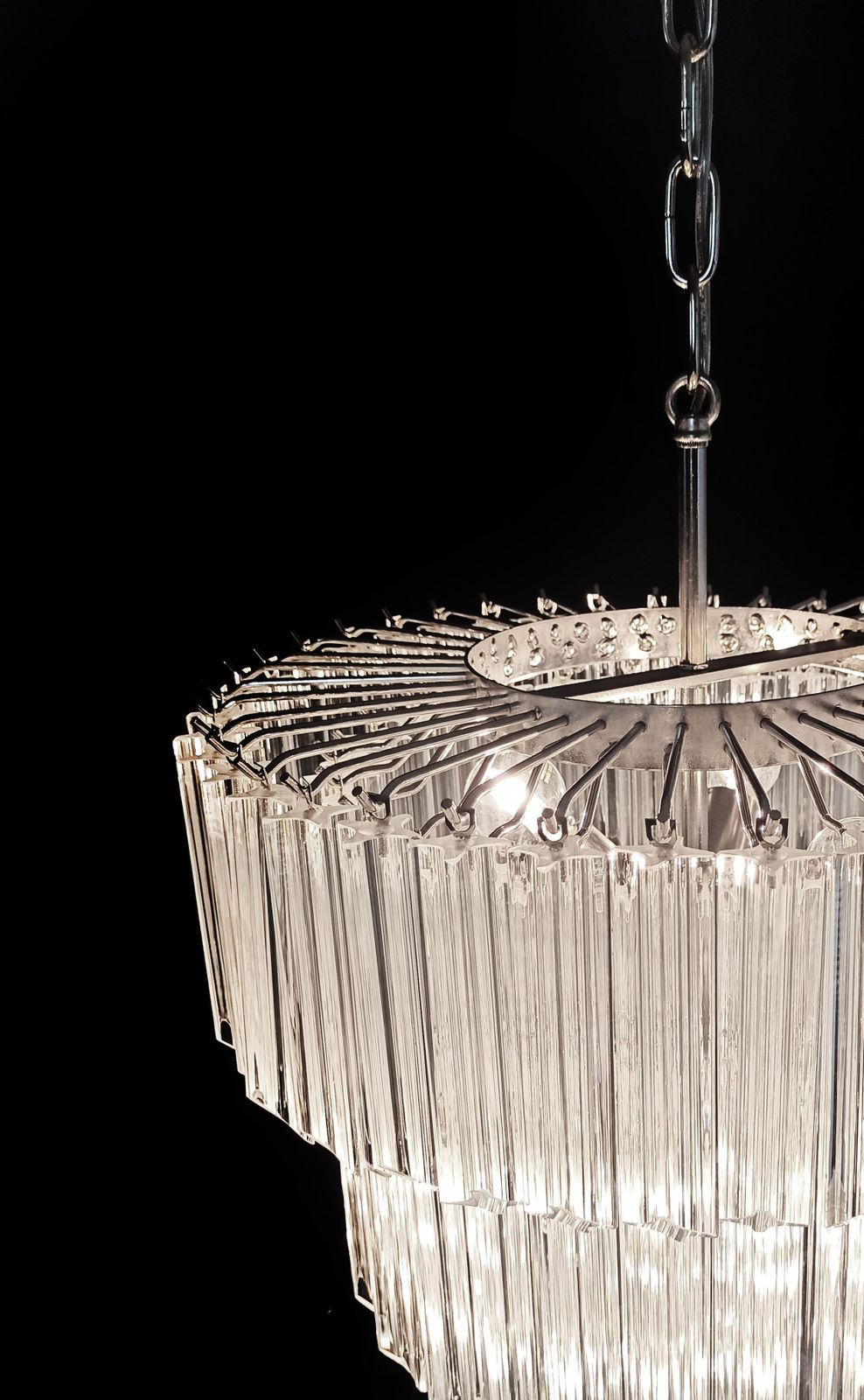 photo for sale Elegant Stylish Murano Glass Chandeliers   112 Transparent Quadriedri