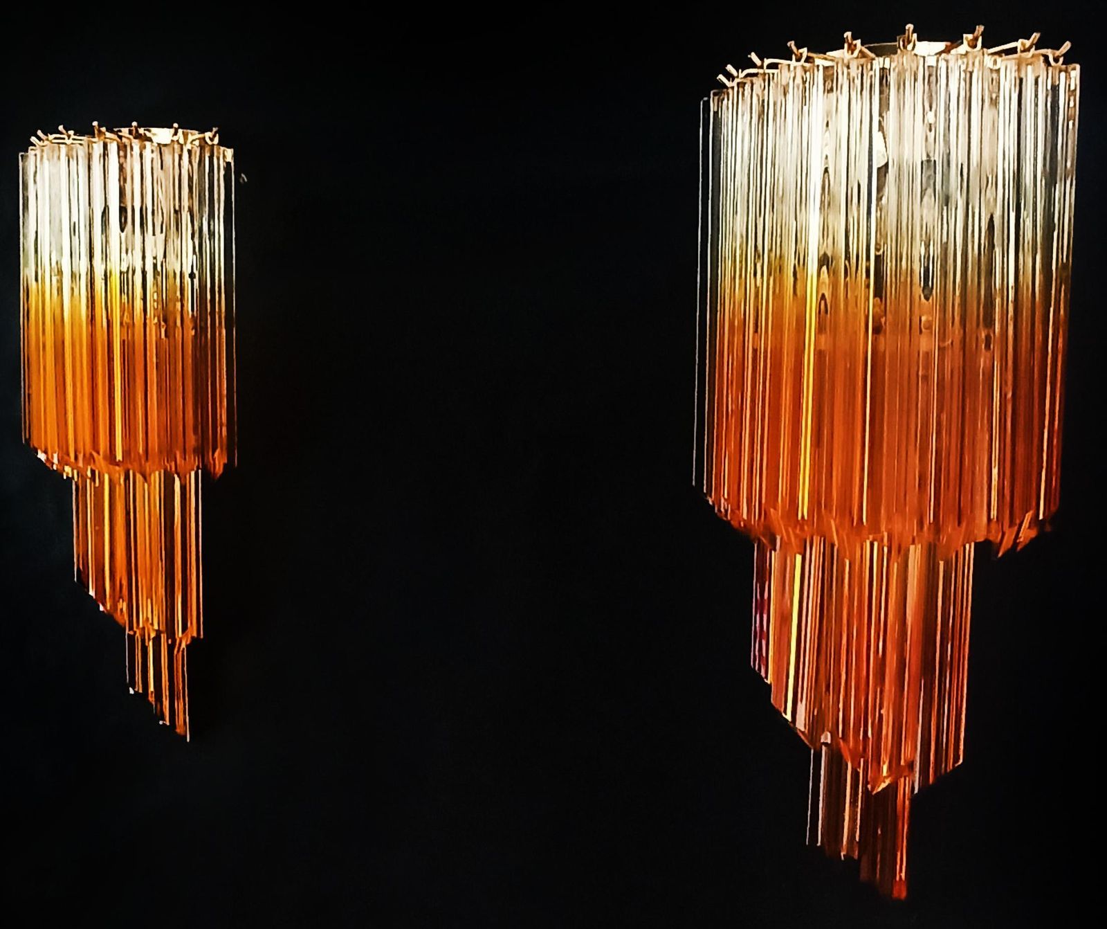 1346.0 Elegant Vintage Murano Wall Sconce   32 Quadriedri Transparent And Amber Prism photo