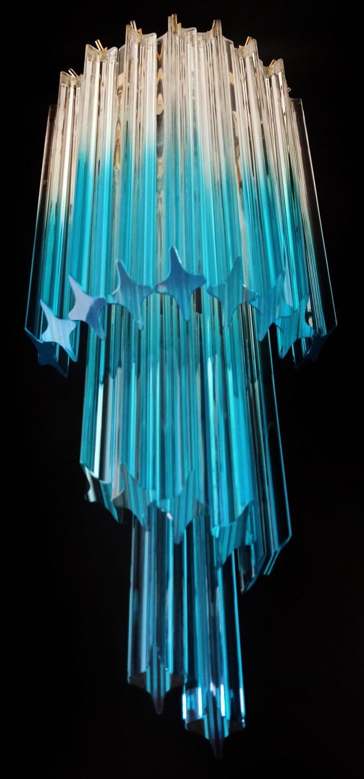 Elegant Pair Of Vintage Murano Wall Sconce   32 Quadriedri Trasparent And Blue photo Lighting