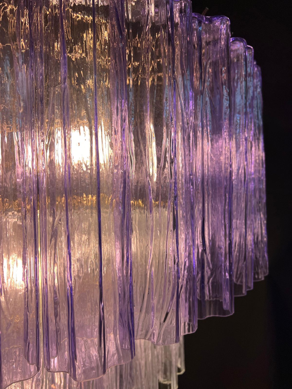 photo furniture Charming Pair Italian Amethyst & Clear Chandeliers By Valentina Planta, Murano