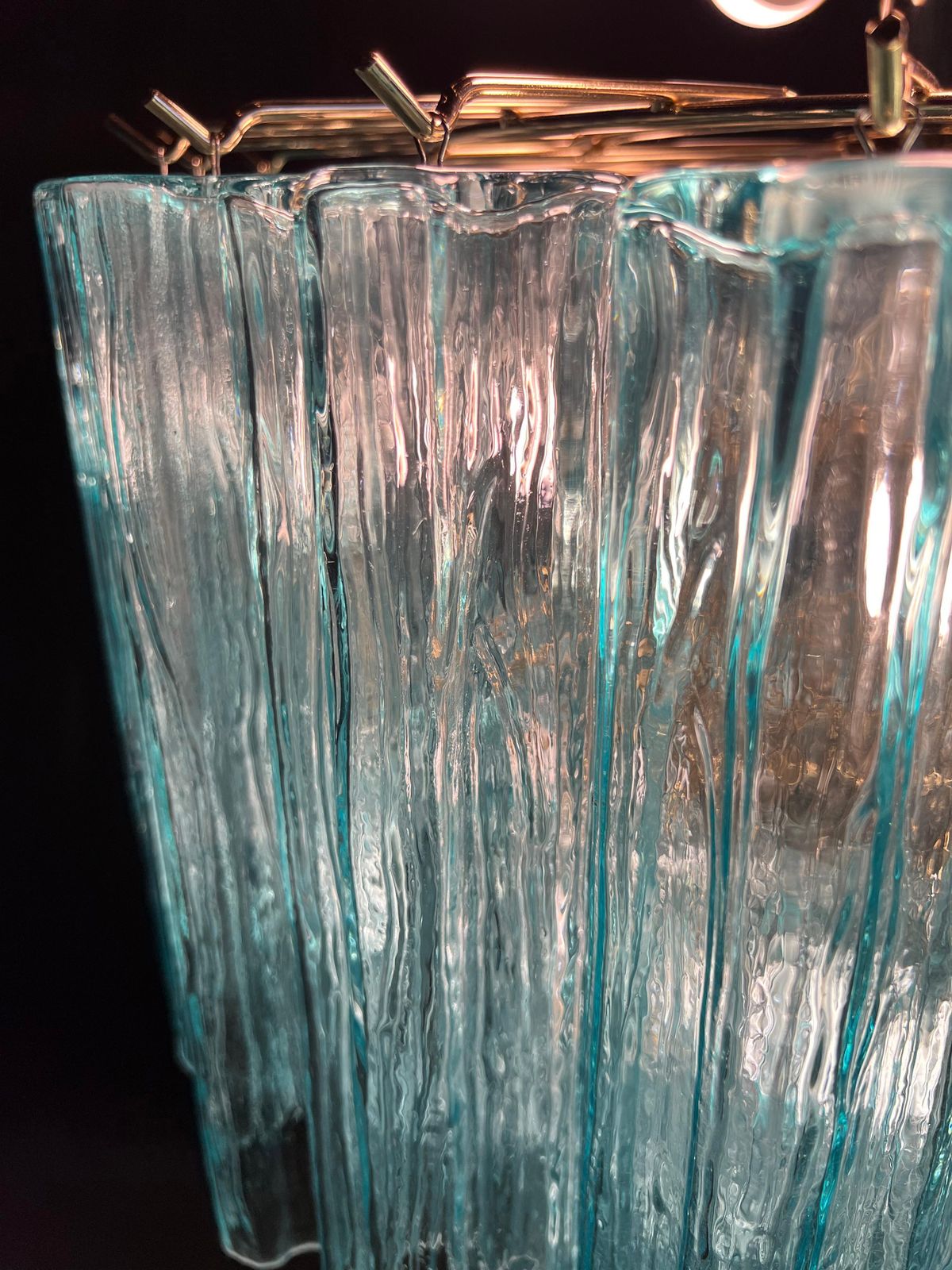 Lighting Elegant Italian Blue Chandelier By Valentina Planta, Murano photo