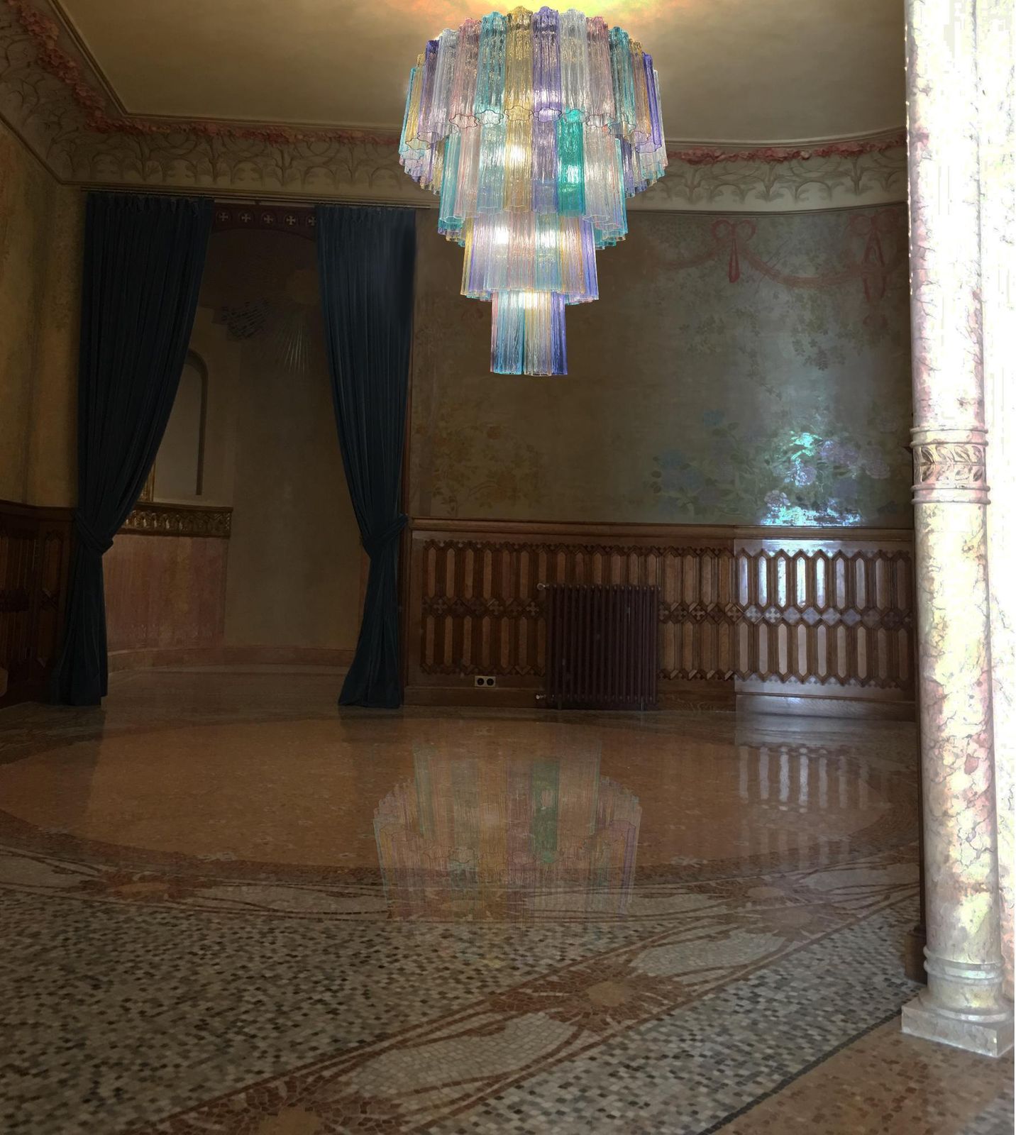 Grandiose Multicolor Murano Chandelier By Valentina Planta photo vintage
