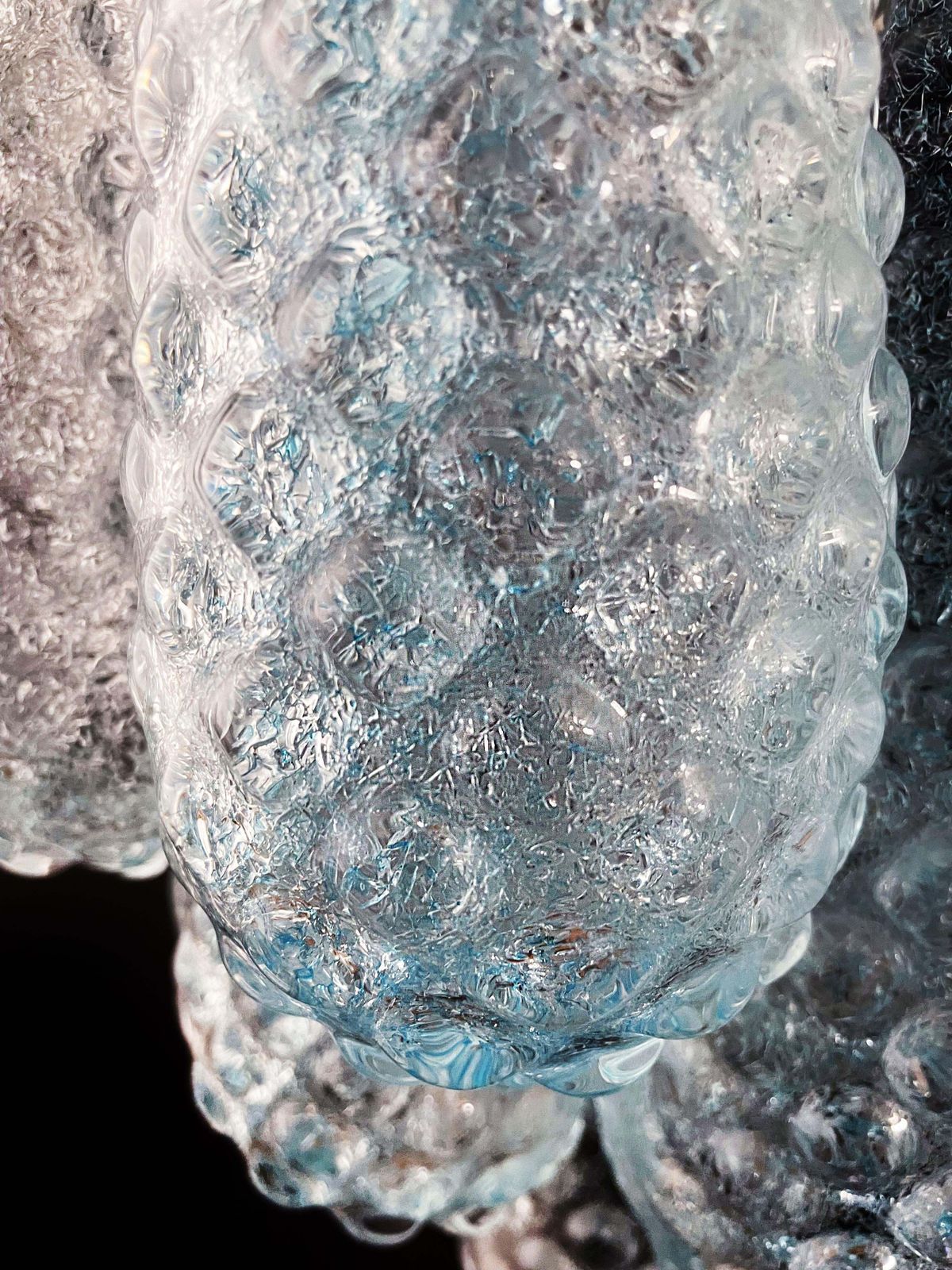 Elegant Pair Of Vintage Blue Glass Petals Drop Wall Sconce, Murano, 1970 photo 769.0