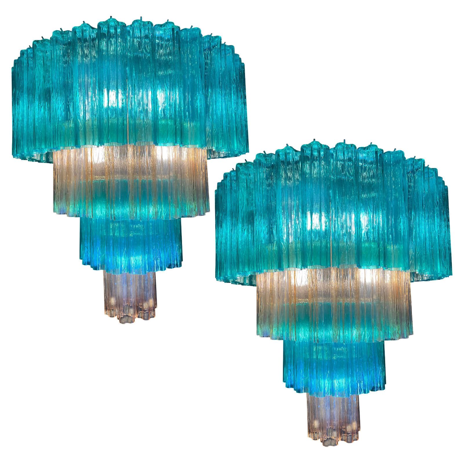 Charming  Italian Emerald And Gold Chandelier By Valentina Planta, Murano