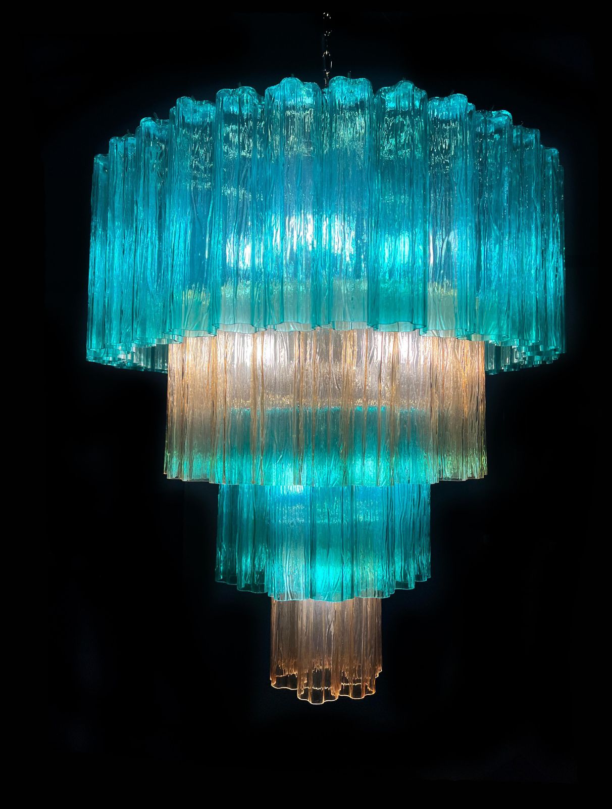 photo buy Charming  Italian Emerald And Gold Chandelier By Valentina Planta, Murano