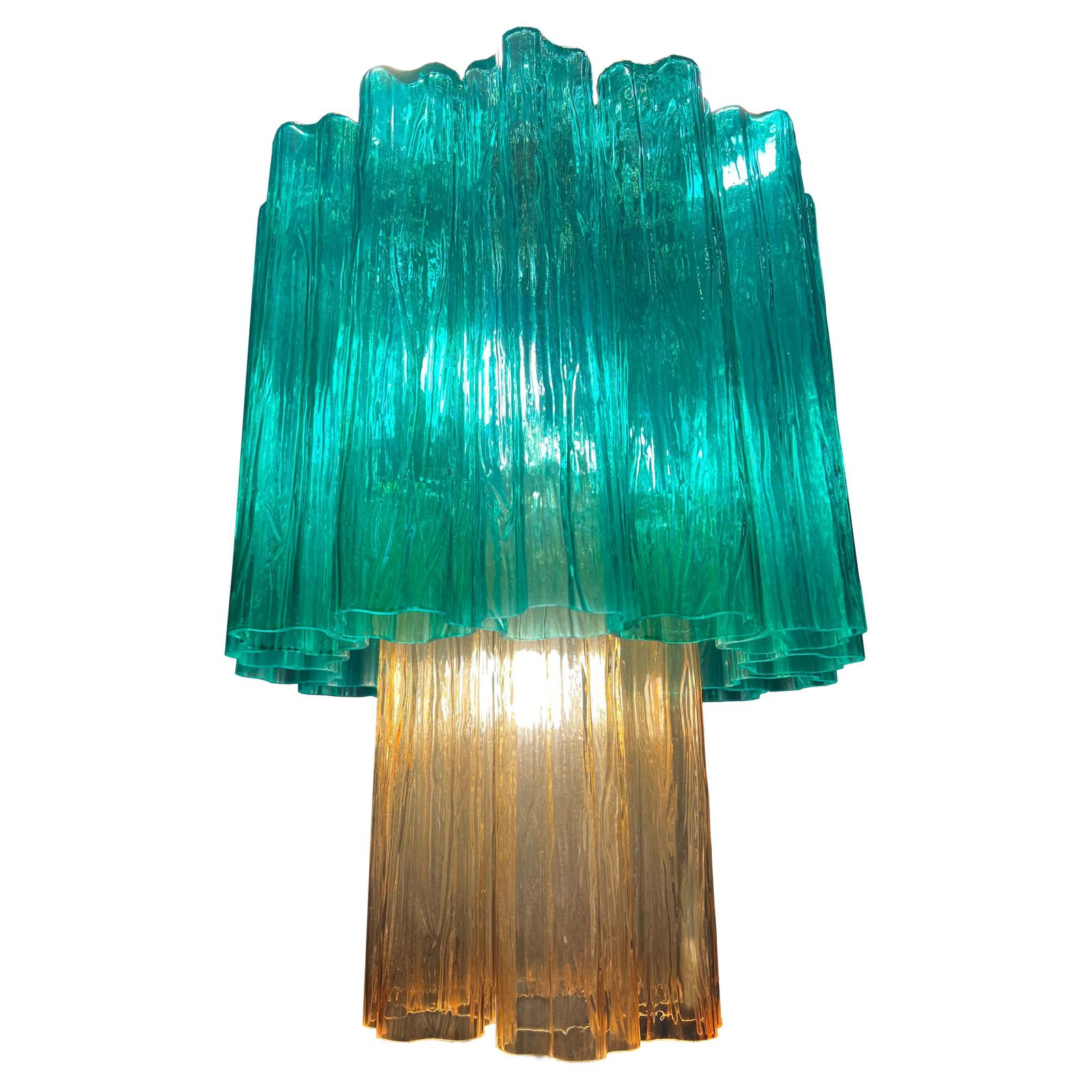 Elegant Italian Emerald And Gold Chandelier By Valentina Planta, Murano