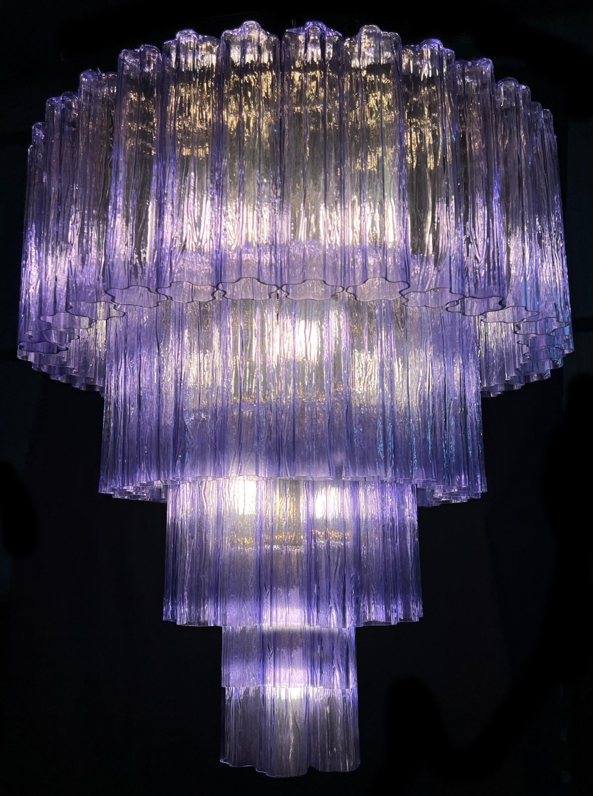 Charming Pair Italian Amethyst Chandeliers By Valentina Planta, Murano photo Lighting