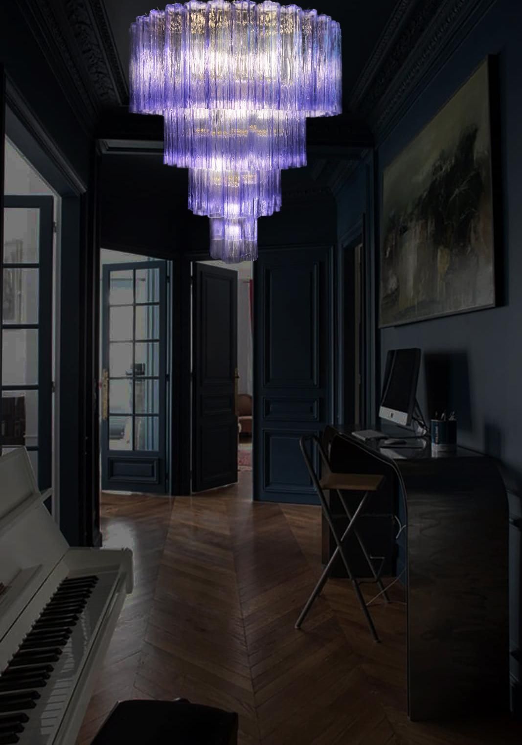 photo furniture Charming Pair Italian Amethyst Chandeliers By Valentina Planta, Murano
