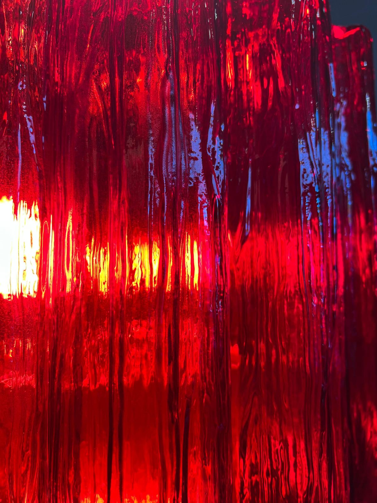 Lighting Amazing Pair Of Italian Red And Gold Chandeliers By Valentina Planta, Murano photo