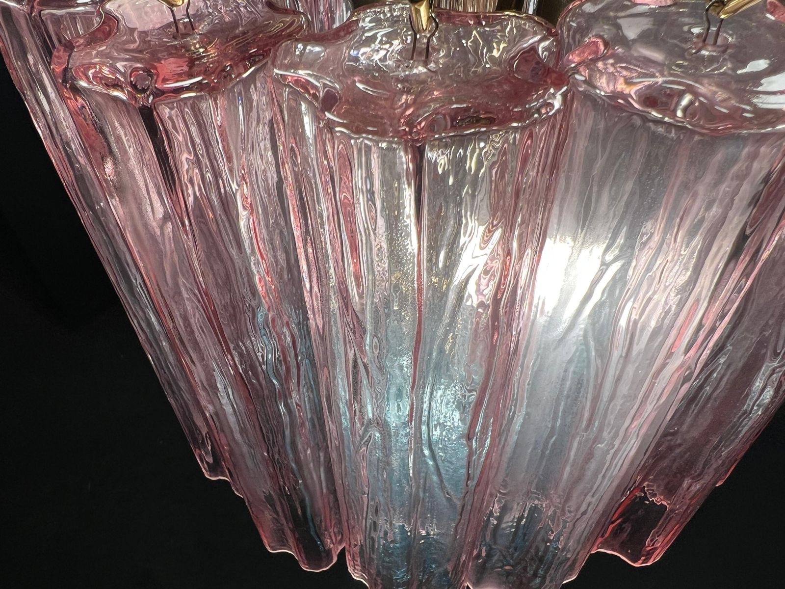 Pair Pink And Blue Murano Chandeliers By Valentina Planta photo for sale