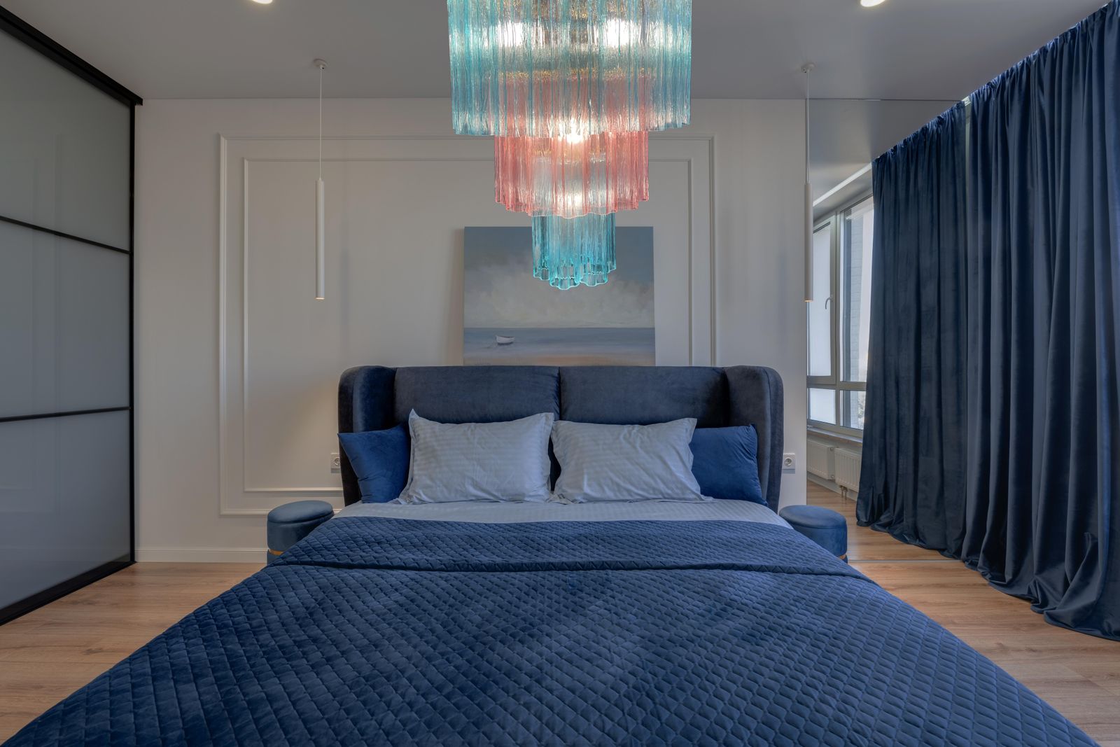 Pink And Blue Murano Chandelier By Valentina Planta photo buy