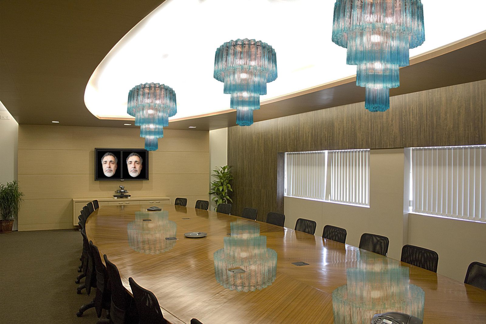 Elegant Italian Blue Chandelier By Valentina Planta, Murano photo for sale