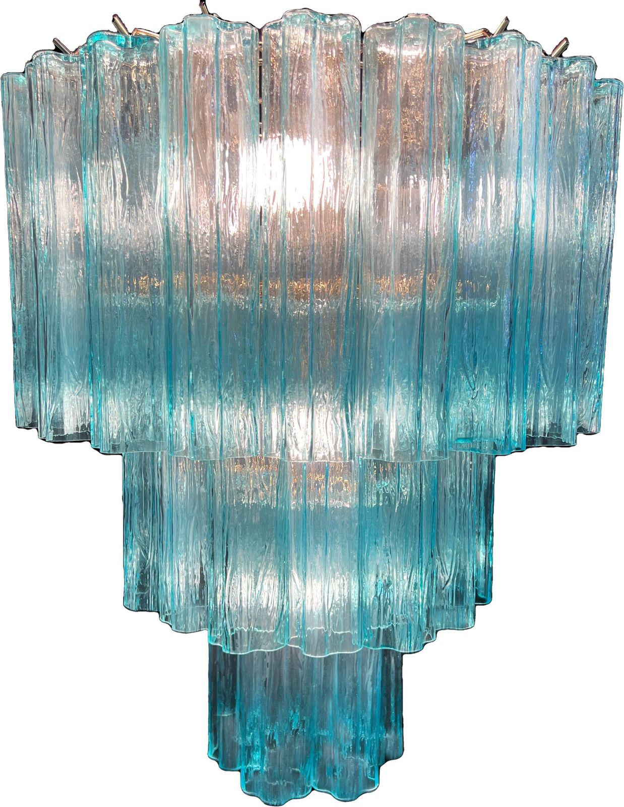 Pair Fine And Precious Blue Italian Chandeliers By Valentina Planta, Murano photo buy