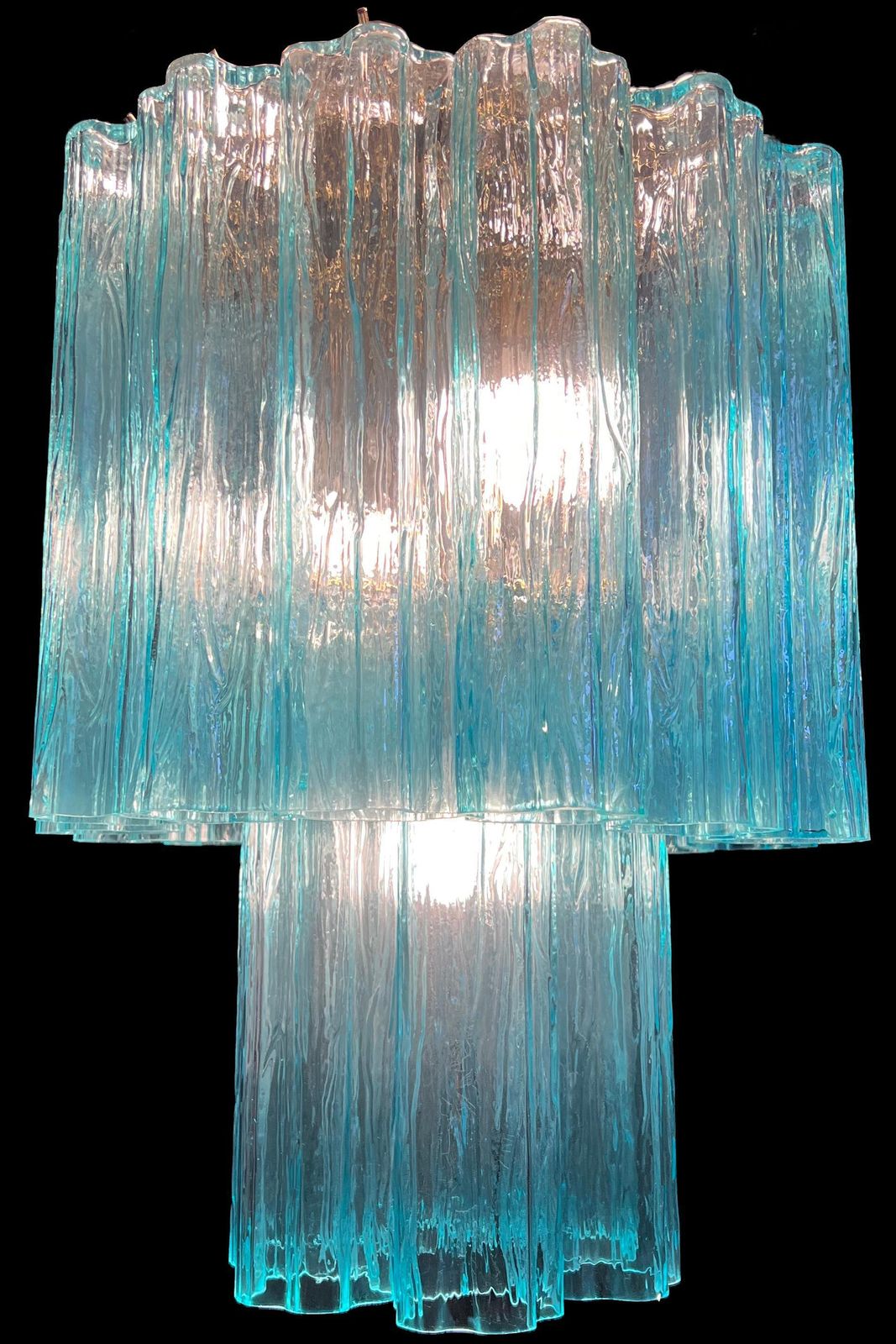 Elegant Italian Blue Chandelier By Valentina Planta, Murano photo Lighting