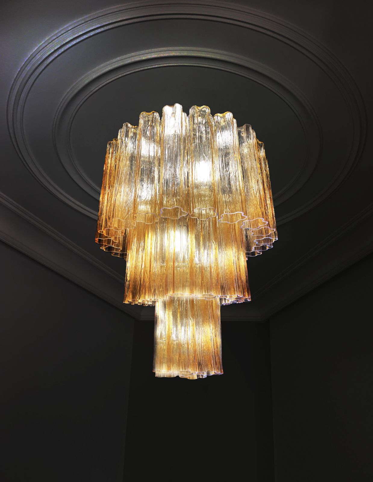 Charming Talian Amber Chandelier By Valentina Planta, Murano photo for sale