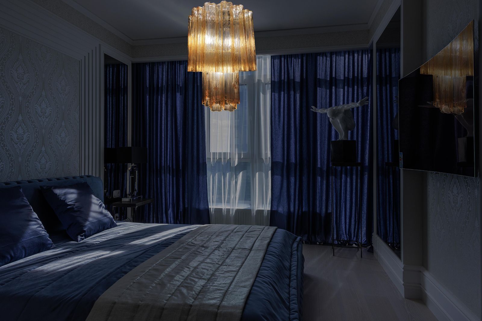 photo furniture Charming Pair Of Italian Amber Chandeliers By Valentina Planta, Murano