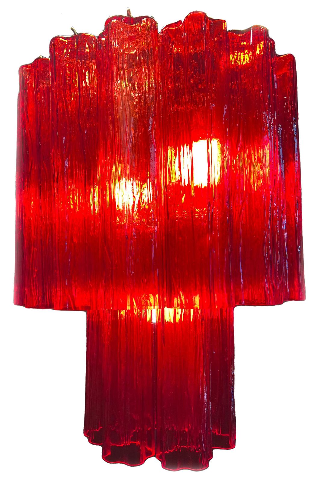 Amazing Pair Of Italian Ruby Red Chandeliers, Murano By Valentina Planta photo Lighting