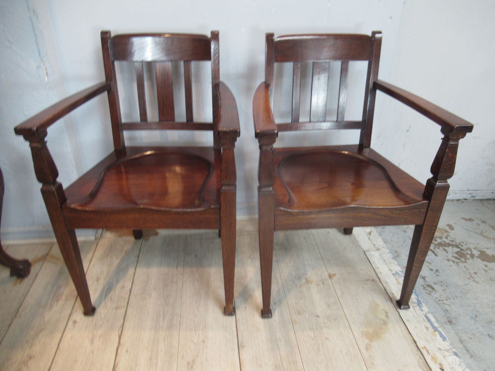 Pair Of Oak  Arm Chairs   By  J B Cockayne,  Sheffield photo for sale