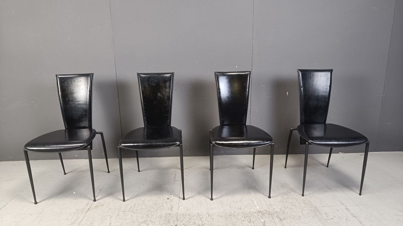 Set Of 4 Postmodern Dining Chairs By Arper Italy, 1980s photo for sale
