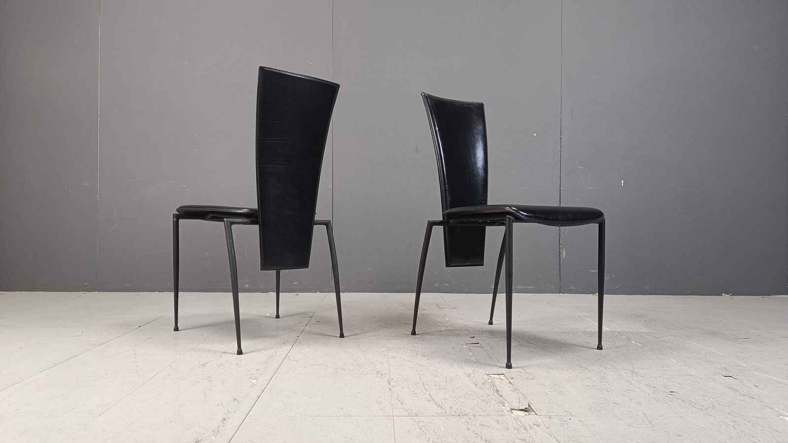695.0 Set Of 4 Postmodern Dining Chairs By Arper Italy, 1980s photo