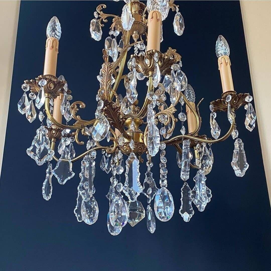 Magnificent Italian Bronze Chandelier With Crystal Pendants photo furniture