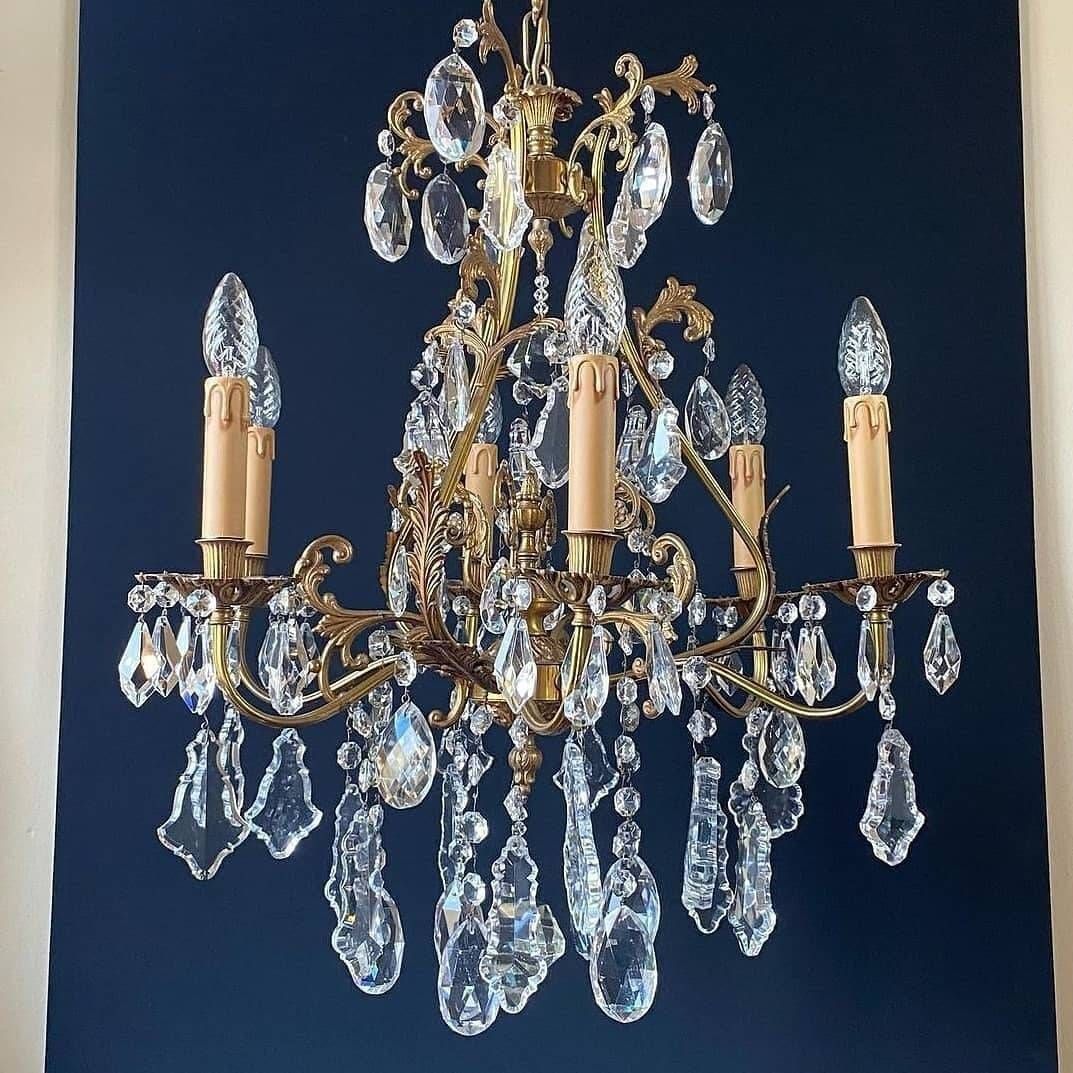 Magnificent Italian Bronze Chandelier With Crystal Pendants photo 1138.0