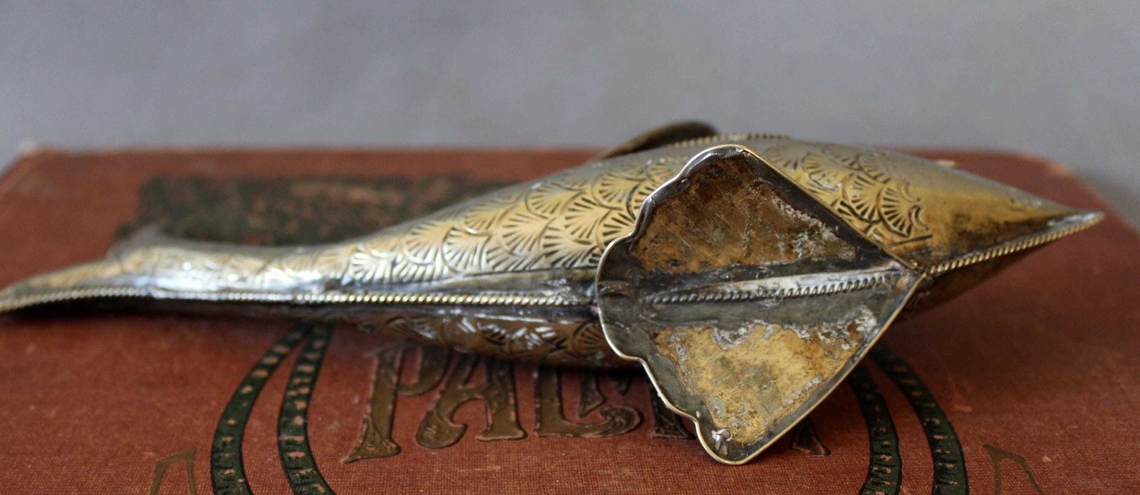 photo furniture Vintage Silver Metal Fish Shaped Box, Spice Box, Trinket Box, Koi Carpe, Hand Made, Folk Art, Red Eyes, Desk Top, Novelty, Sea Ocean