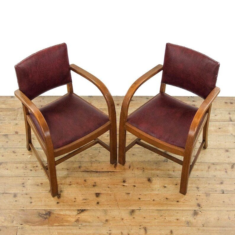 Two Vintage Art Deco Armchairs | Pair Of Chairs | Pair Of Antique Chairs | Antique Seating (M 5894) photo vinterior