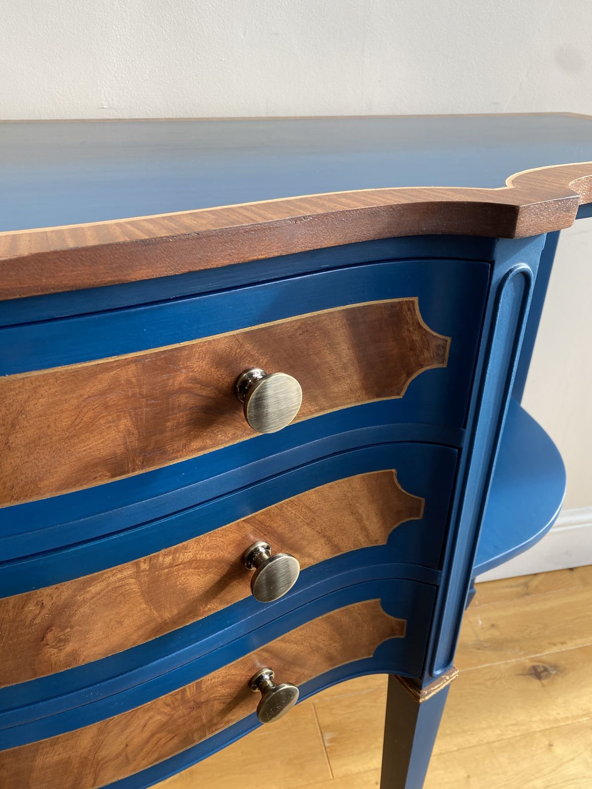 Lovingly Refurbished Vintage Dresser Sideboard With Navy And Gold, Fully Lined Drawers photo furniture