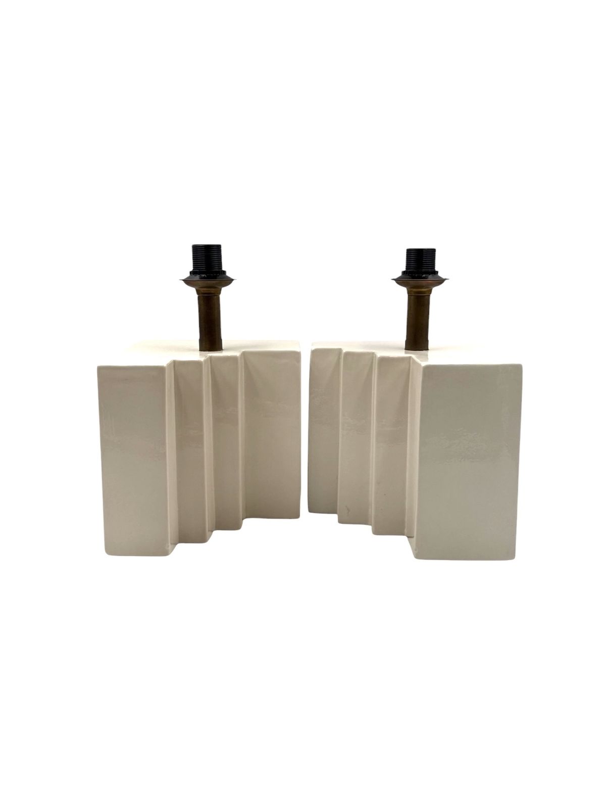 Hollywood Regency Set Of 2 Ceramic Table Lamps, France 1970s photo vintage