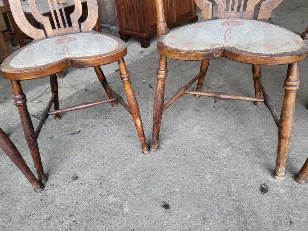 Six Antique Lyre Back Dining Chairs Heart Shaped Seats Turned Legs photo Furniture
