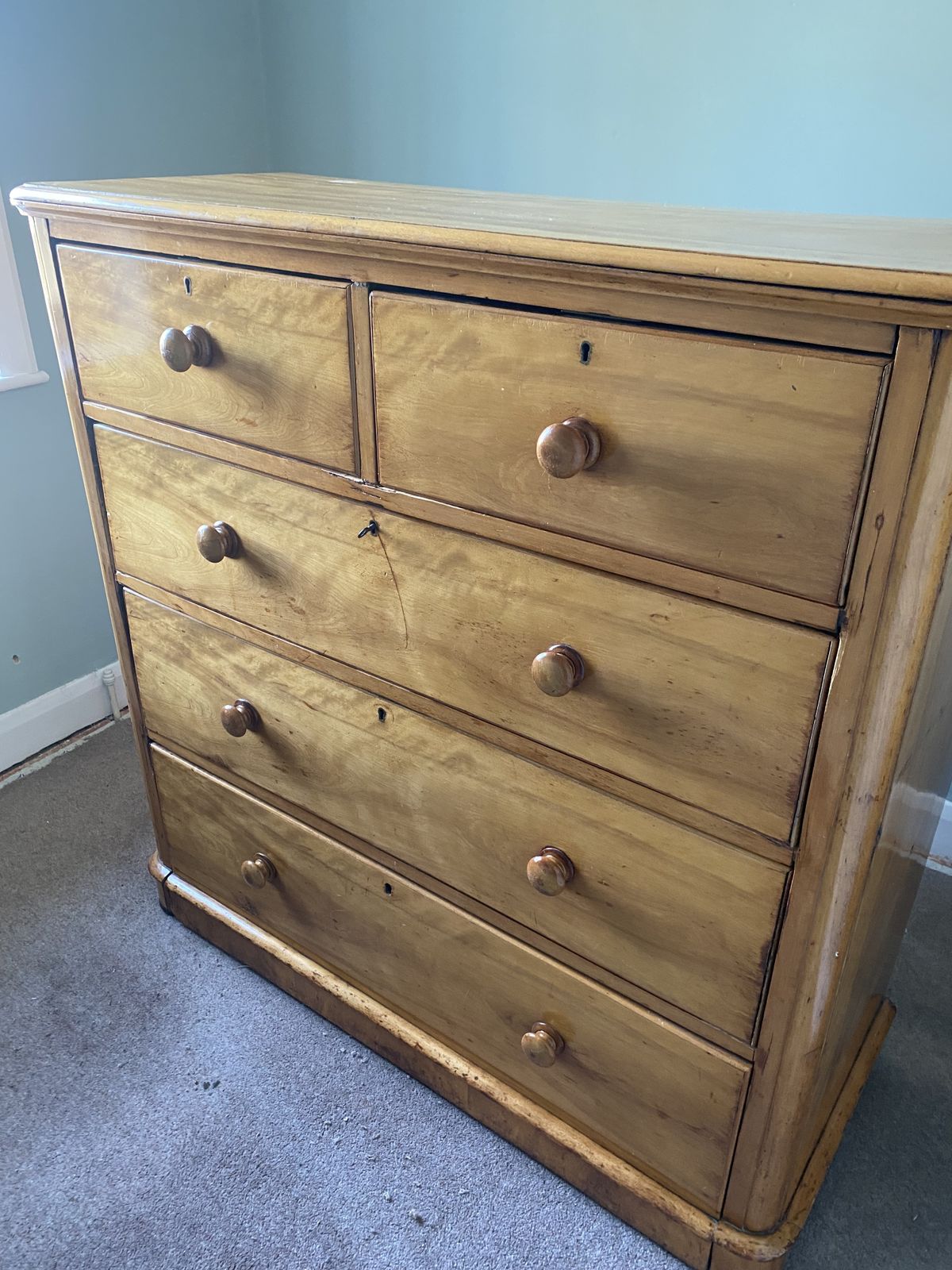 Antique Blond Mahogany Chest Of Drawers photo furniture