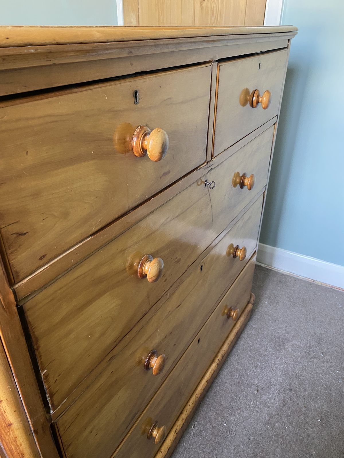 Antique Blond Mahogany Chest Of Drawers photo Furniture