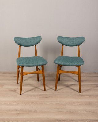 Vintage Italian Chairs In Green Fabric, 1960s, Set Of 4