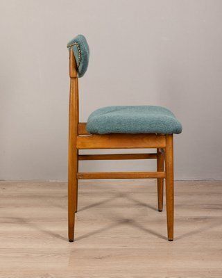 Vintage Italian Chairs In Green Fabric, 1960s, Set Of 4 photo for sale