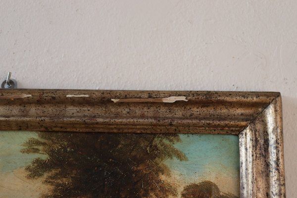 photo furniture English Landscape, Oil Painting On Canvas, 19th Century, Framed