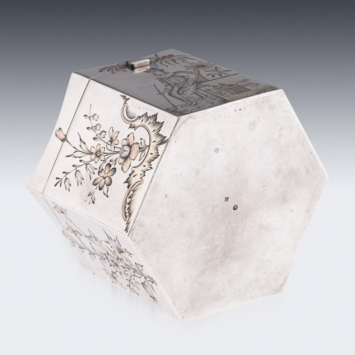 Antique 20th Century Russian Solid Silver Chinoiserie Tea Caddy, Moscow C.1900 photo buy