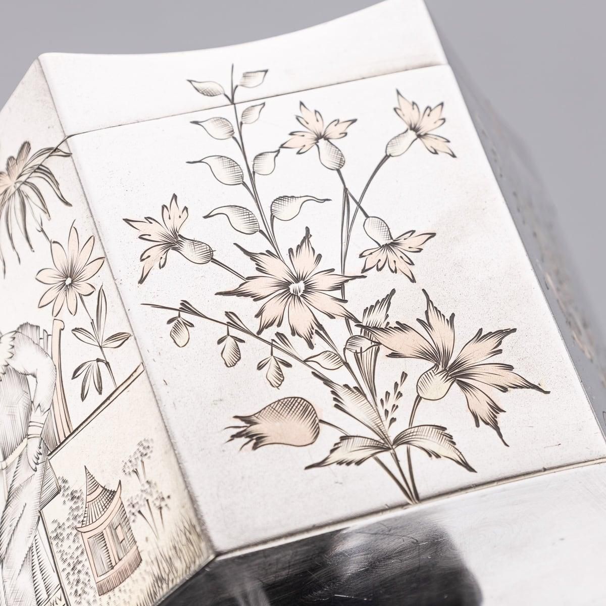 photo vinterior Antique 20th Century Russian Solid Silver Chinoiserie Tea Caddy, Moscow C.1900