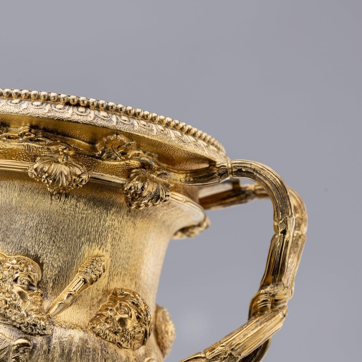 photo vinterior 20th Century British Pair Of Solid Silver Gilt Warwick Vases, Asprey C.1914