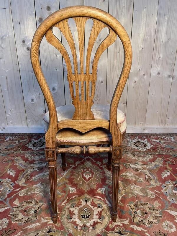 Suite De 6 Chaises « Montgolfière » En Chêne Louis XVI photo buy