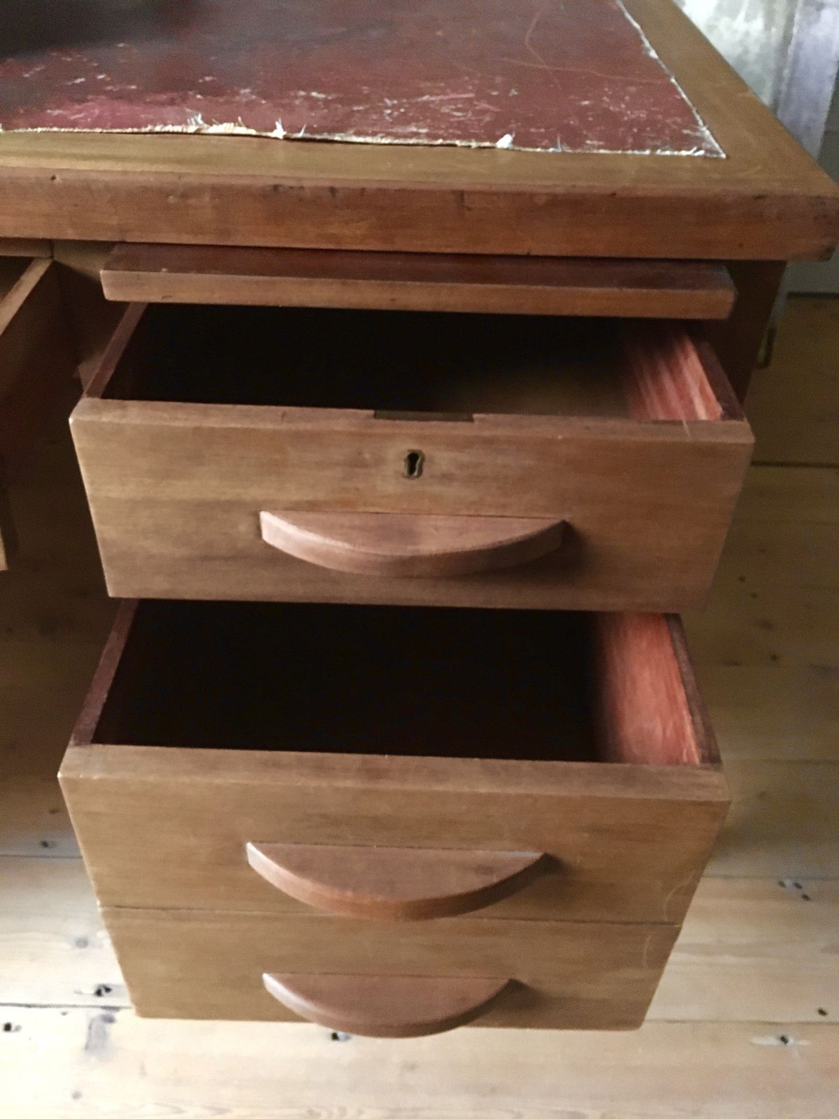 Large 1940s Double Pedestal Wooden Desk photo 430.0