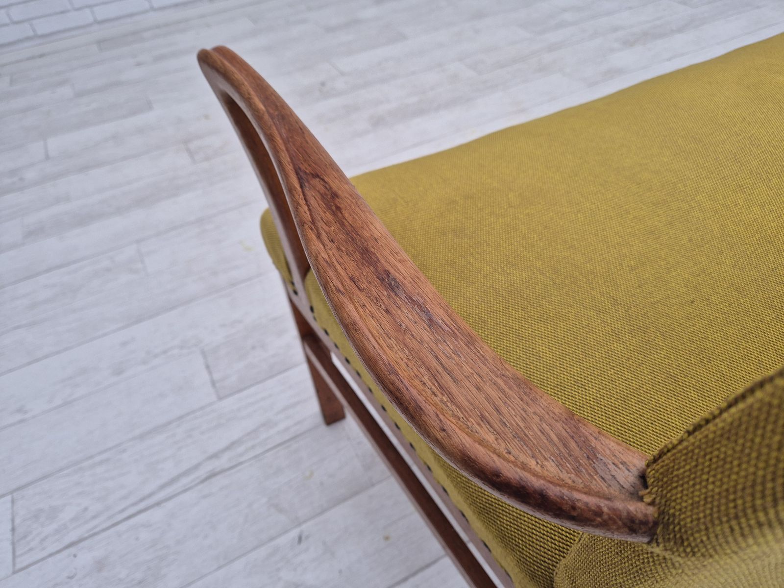 1190.0 1950s, Danish 2 Seater Sofa By Ehapa Møbler, Original Condition, Wool Fabric, Oak Wood. photo