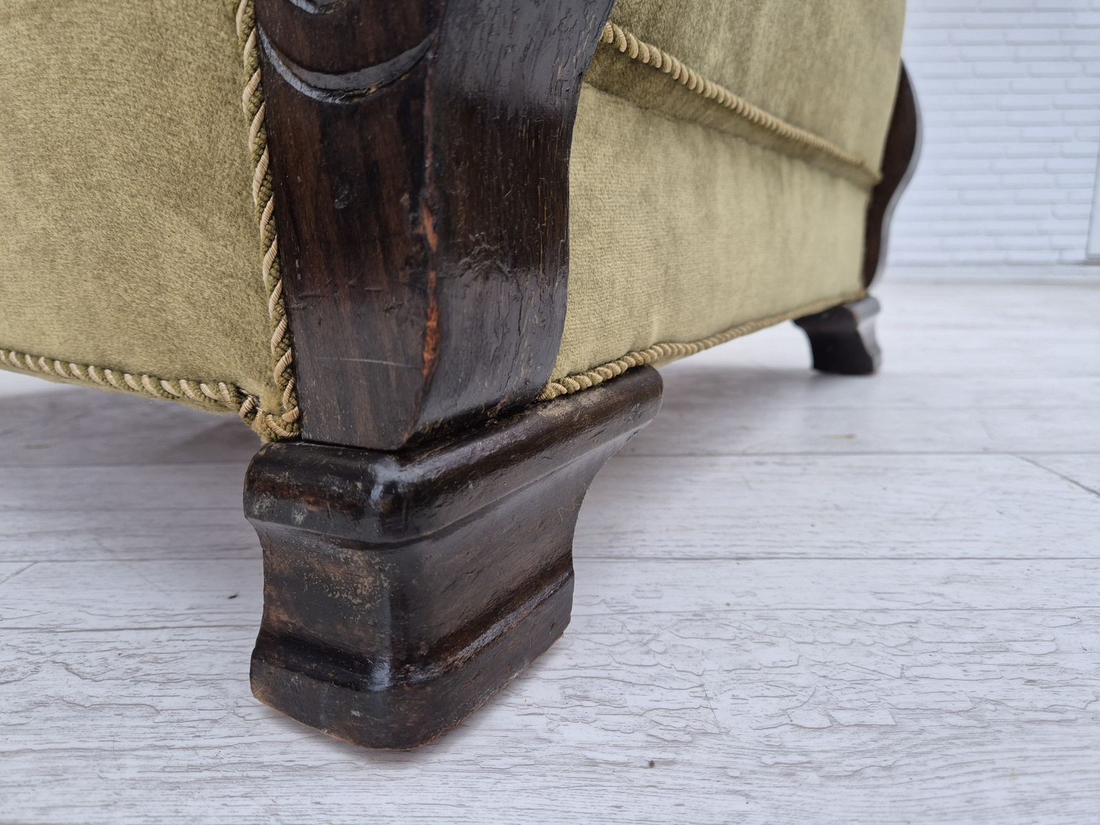 1950s, Danish Relax Armchair, Green Furniture Velour, Beech Wood. photo 1690.0