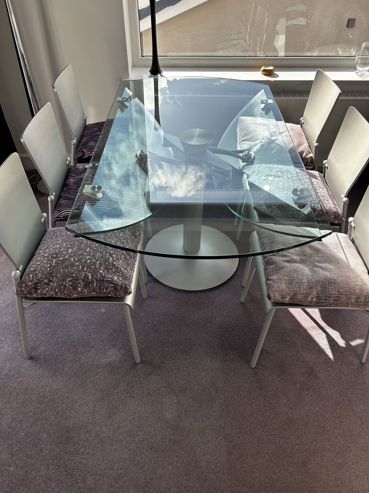 Noas Glass Dining Table And 6 Noas Glisette Dining Chairs