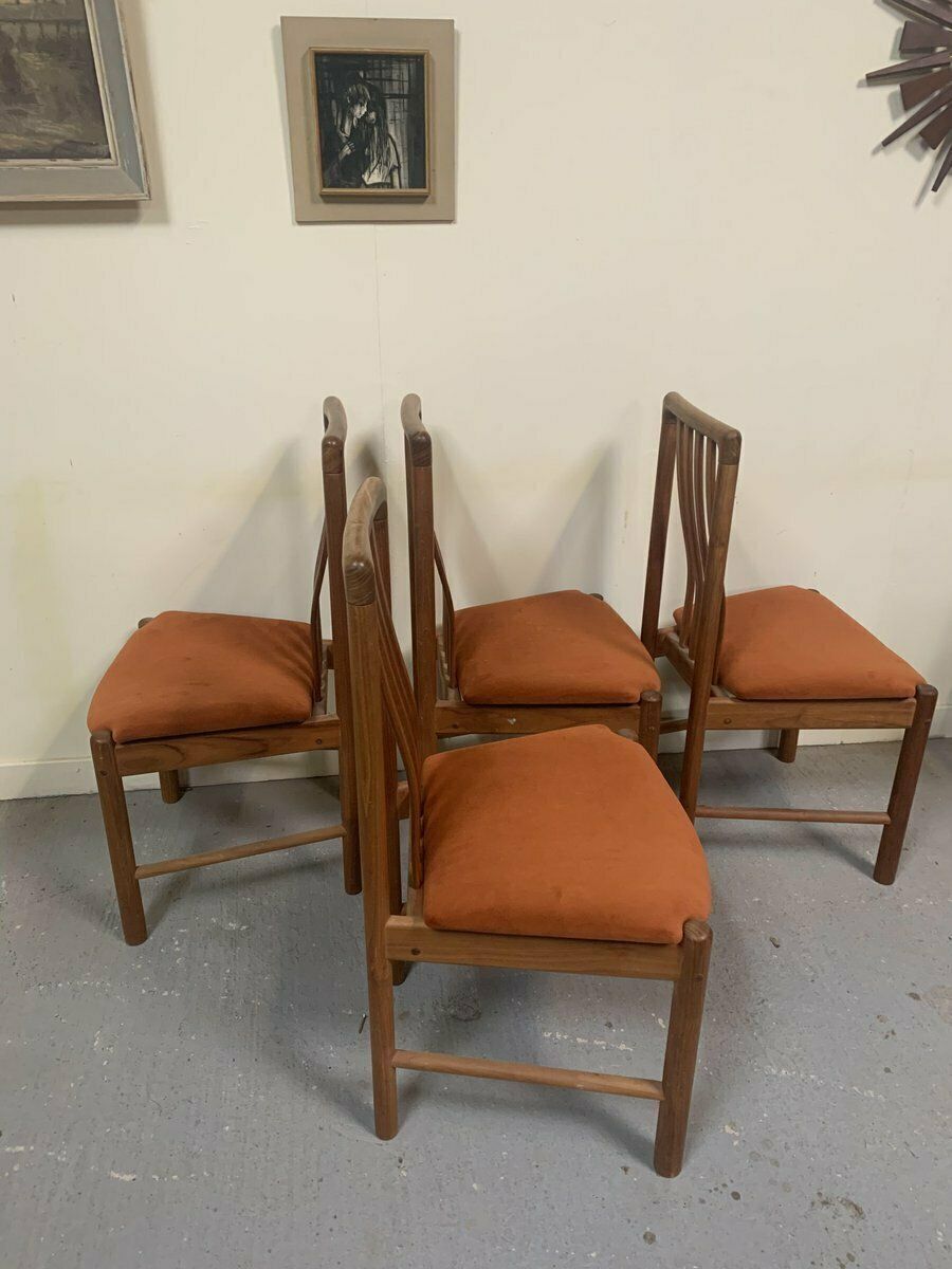 photo for sale Danish Teak Dining Chairs By Benny Linden, 1960s, Set Of 4