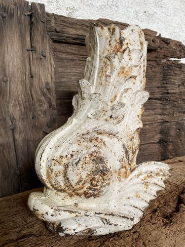 photo for sale Pair Of  Unusual Decorative Antique French 19th C. Cast Iron Dolphin Vases