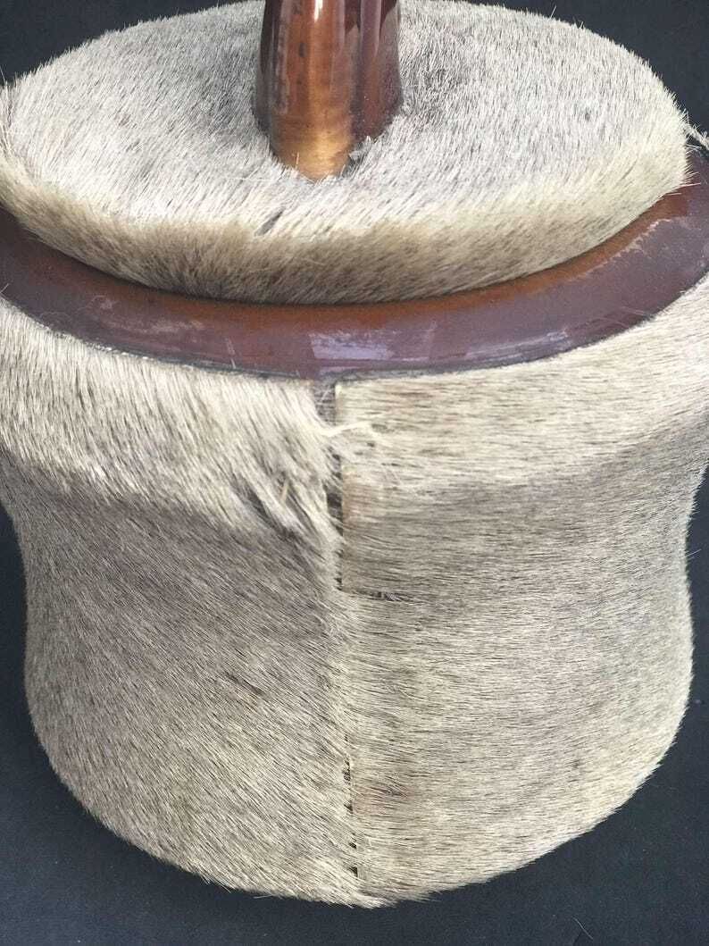 photo for sale Ceramic Box Longchamp With Lid And Fur, Equestrian Decor Box With Horse Head On Top, Desk Decor Vanity Gift For Man Tobacciana Collection