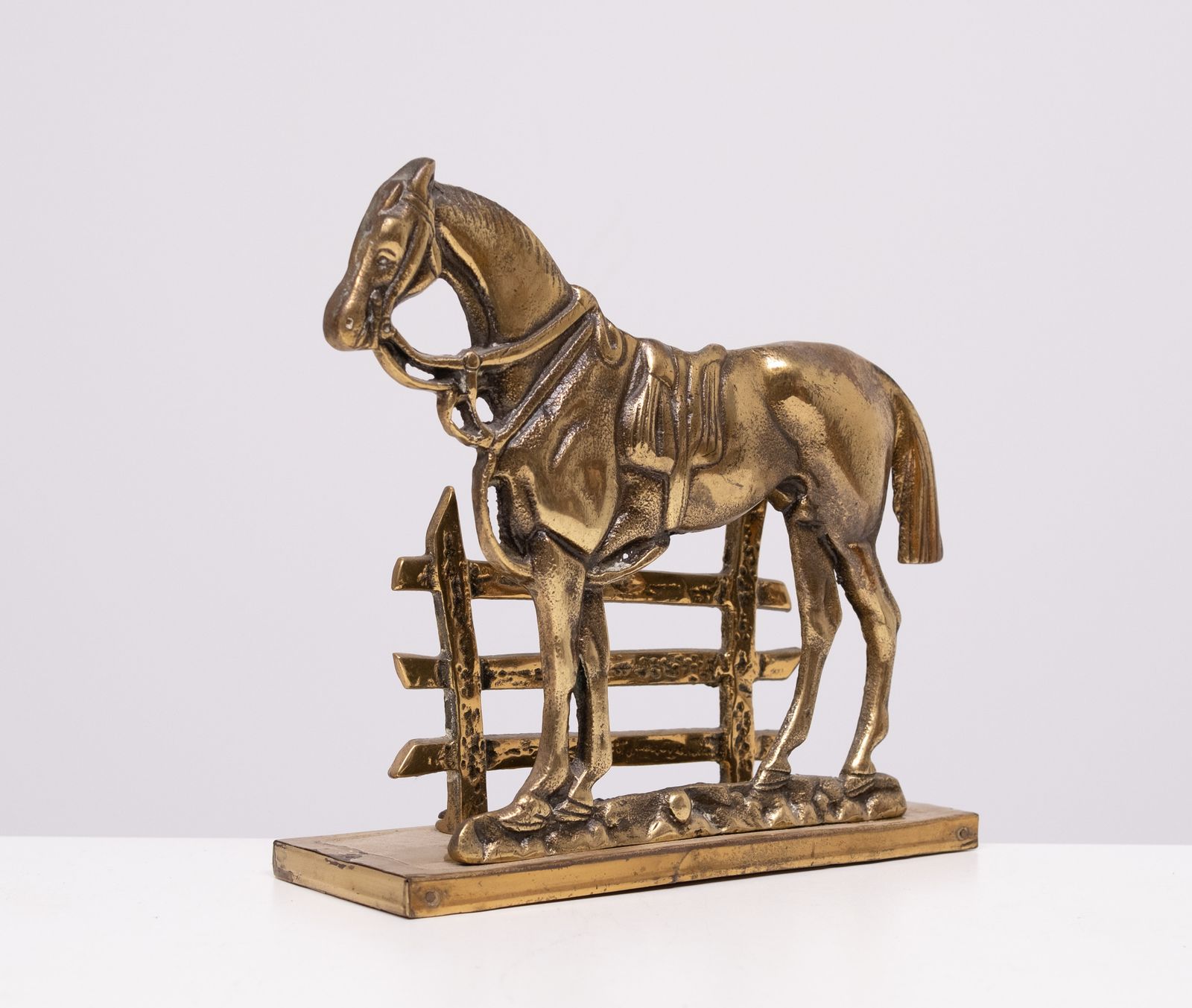 Very Nice Brass Letter Holder .Horse For A Fence . 1950s photo vinterior