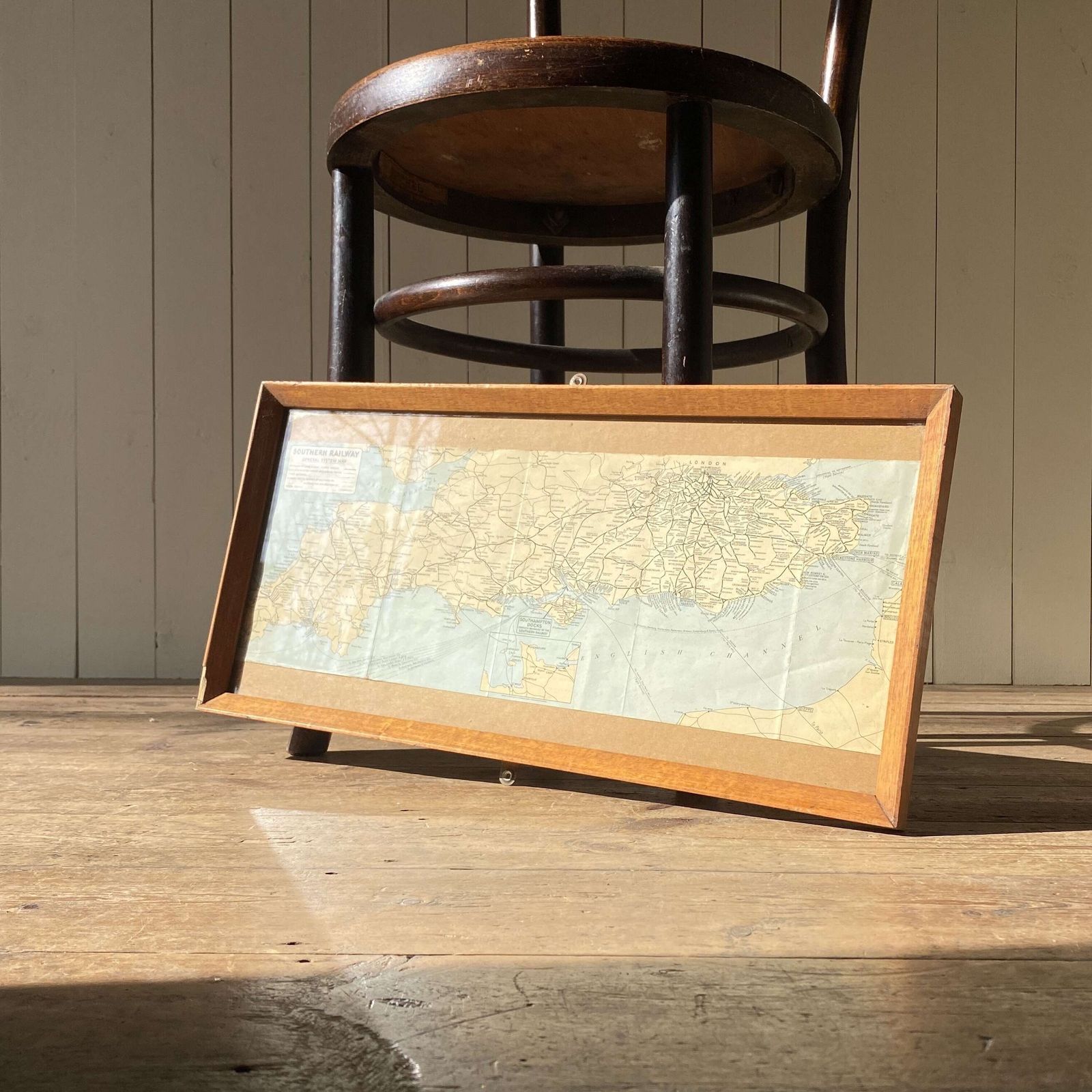 Framed Southern Railway Map, Early 20th Century photo furniture